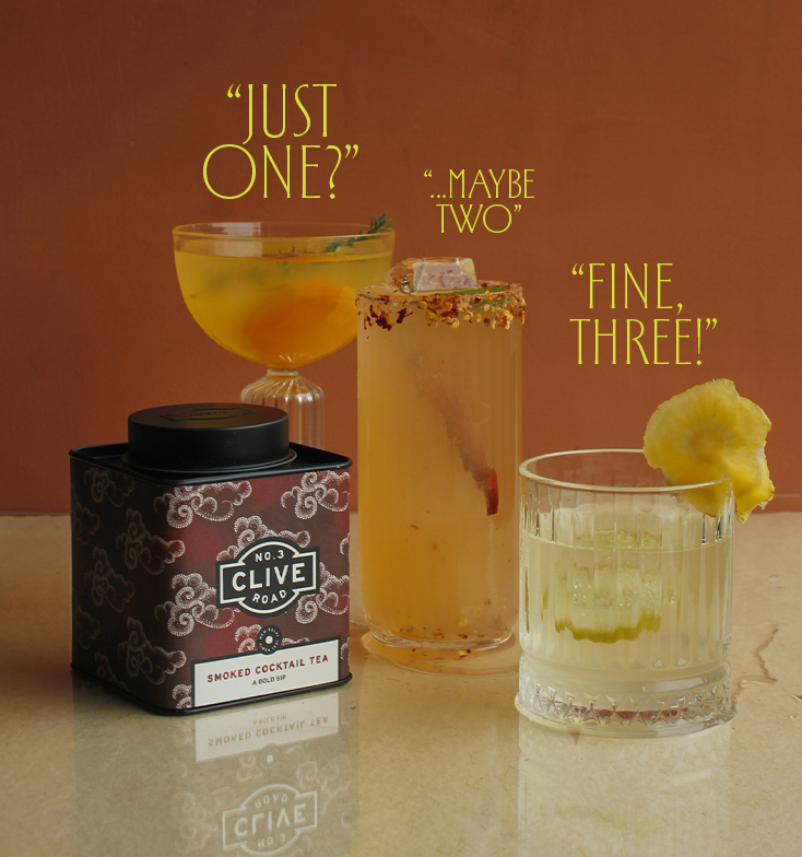 One Smoked Cocktail Tea, Three Distinct Pours